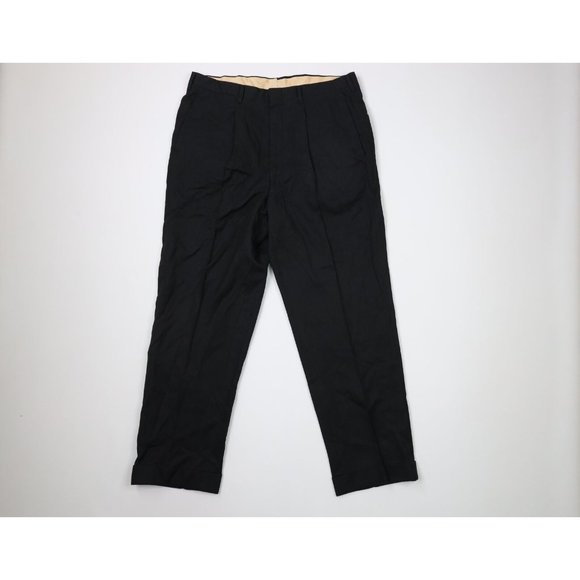 Vintage 40s Streetwear Mens 34x30 Wool Pleated Cuffed Pants...